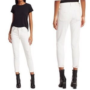Moussy Vintage Velma Skinny Ankle Jeans White Denim Distressed Women’s 28